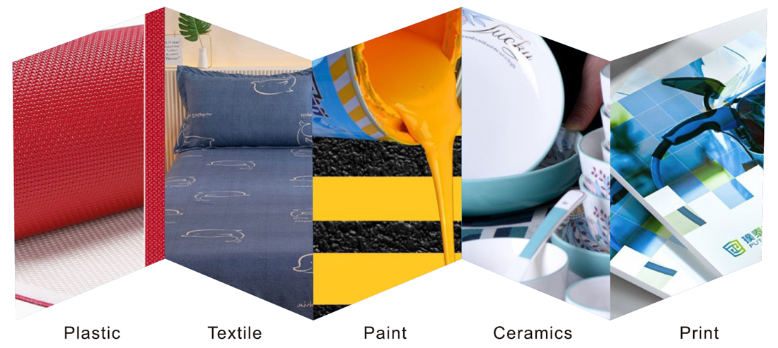 ST60 application in plastic, textile, paint, ceramics and print